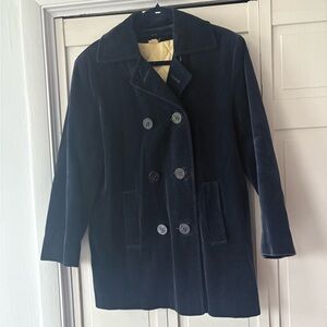 Spiegel Navy Velvet Double-Breasted Pea Coat